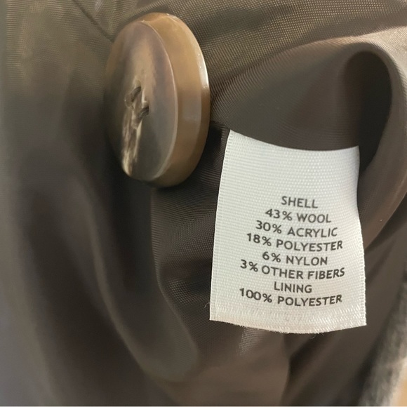 Halogen Wool Tweed Grey Windowpane Poncho Striped Professional Jacket L Gray - Picture 6 of 7